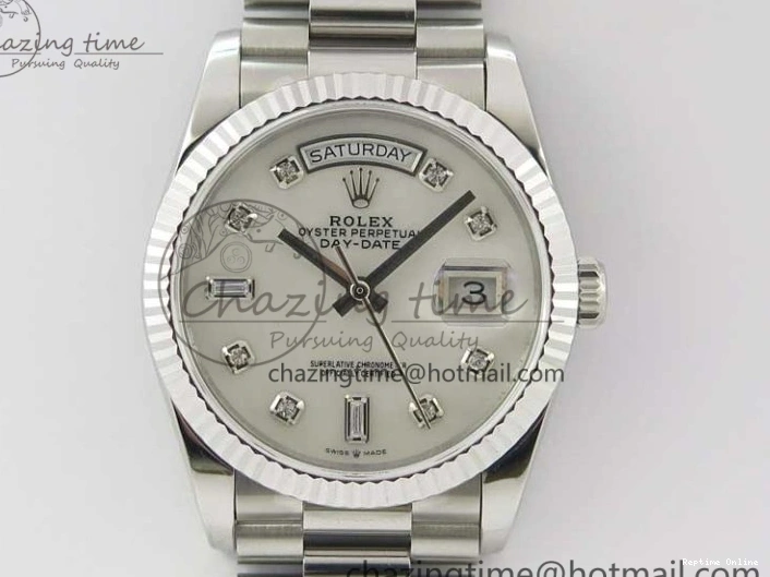 0521 Day-Date 36 SS 128239 Bp Maker Best Edition White MOP Dial Crystral Markers on President Bracelet FlexibleFit 3153